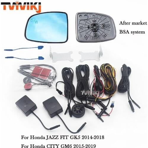 1 pair Side rearview blue mirror glass lens with blind spot system For Honda JAZZ FIT GK5 2014-2018 For CITY GM6 2015-2019 BSA