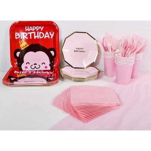 Trick or Treat Monkey Pattern Paper Plate Paper Cup Knife Fork Spoon Paper Towel Tablecloth Cutlery Set Birthday Party Supplies