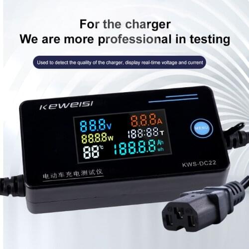 8-120V/0-10A Electric Vehicle Charger Detector LCD Display Voltage Current Meter Accumulative Power Temperature Measurement