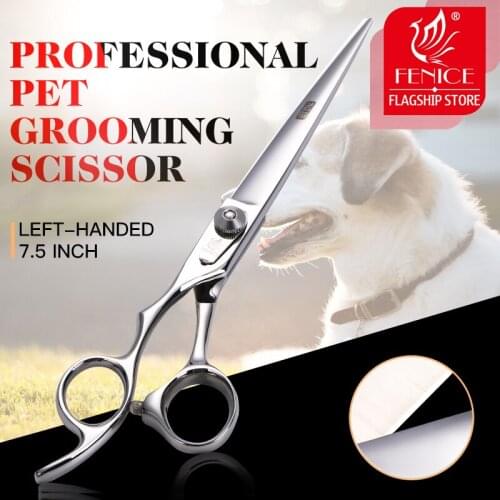 Fenice left handed 7.5 inch professional pet grooming scissors cutting dog scissors straight shears tesoura tijeras