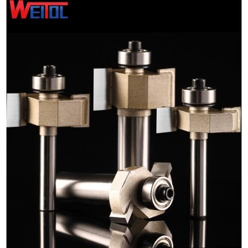 Weitol 1pcs 1/2 inch carbide T type cutter with bearing wood router bit CNC engraving tool for woodworking