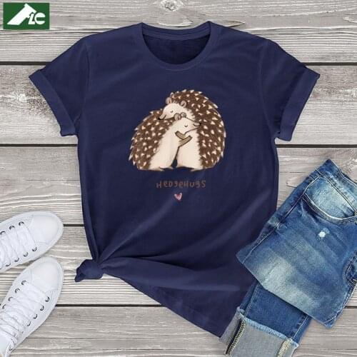 Cotton Kawaii Hedgehugs T Shirt Women Clothing Animal Lovers Birthday Gift Funny Hedgehugs Graphic Tee Shirts Unisex Casual Tops
