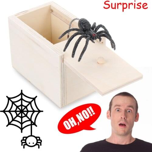 Halloween Wooden Prank Spider Scare Box Hidden in Case Prank-Wooden Scarebox Interesting Play Trick Joke Toys Gift NEW