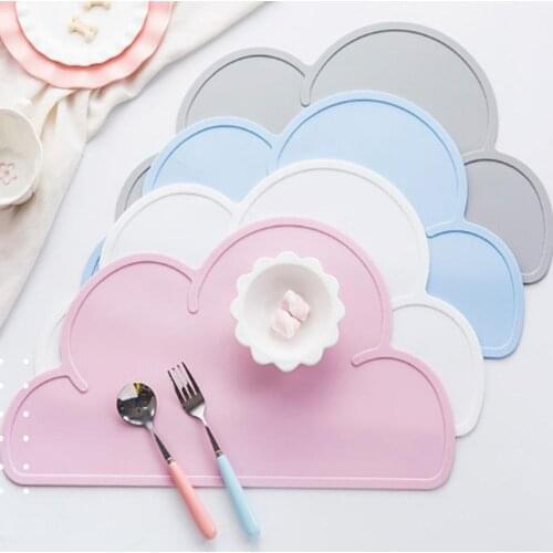 Cloud Shape Placemat Kids Plate Mat Food Grade Silicone Waterproof heat Kitchen Table gadget Cleaning Easy insulation Pad E3F1