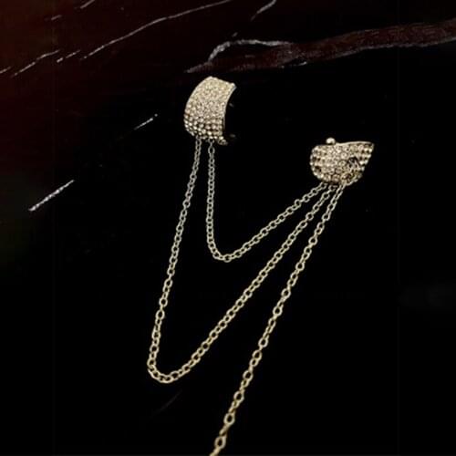 Fashion Asymmetric Long Tassel Chain Cuff Earrings For Women Girls Butterfly Ear Bones Clip Ear-hook Earrings Jewelry Party Gift