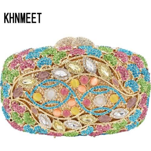 Fashion Gemstone Multicolor branch Evening Bag Crystal rhinestone Women Clutch Party Purse Bag Prom Female Clutch Bag purse 568