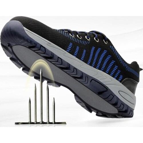 Men Summer Steel Toe Safety Shoes Breathable Lightweight Work Boots Anti-piercing Anti-slip Protection Footwear Casual Sneaker