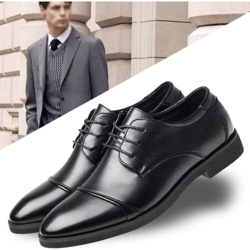 2020 Fashion Soft Leather Dress Shoes For Men Causal Flats Mens Oxford Shoes Low Top Oxfords Men Business Shoes Black