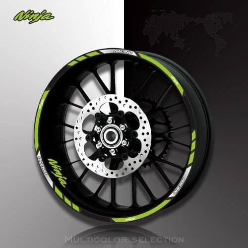 New Motorcycle wheel sticker 12Pcs Thick Edge Outer Rim Sticker Stripe Wheel Decals For Kawasaki NINJA