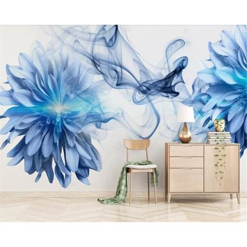Beibehang wallpaper Modern minimalistic abstract smoke blue floral wallpaper bedroom wallpaper papel de parede 3d wallpaper 3d
