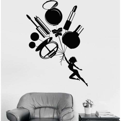 Personalised Girl Wall Decal Perfume Cosmetics Makeup Beauty Hair Salon Decor Vinyl Wall Stickers for Woman Lady Bedroom S680