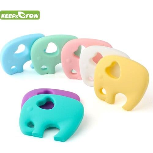 KEEP&GROW Food Grade Elephant Silicone Teether Animal Silicone Mordedor BPA Free Baby Gift Infant Necklace BraceletTeething Toy