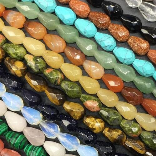 8x12mm Water Drop Semi-precious Stone Faceted Loose Beads 16 Colors For Your Choice Crystal Agate DIY Beads For Jewelry Making