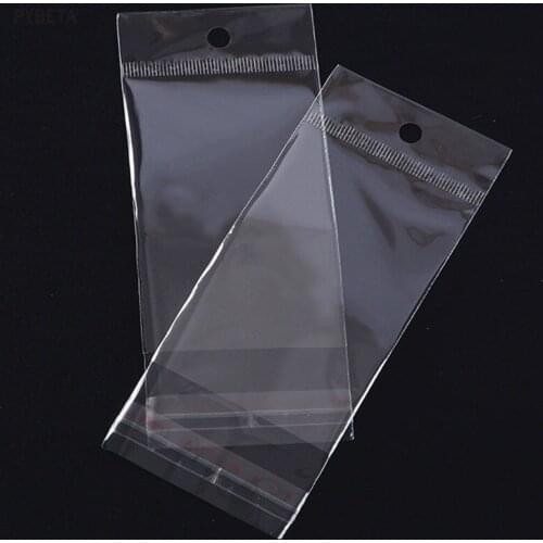 300pcs Clear OPP Self-adhesive bag Hang Top Cello bags Jewelry Gift Packaging Pouch