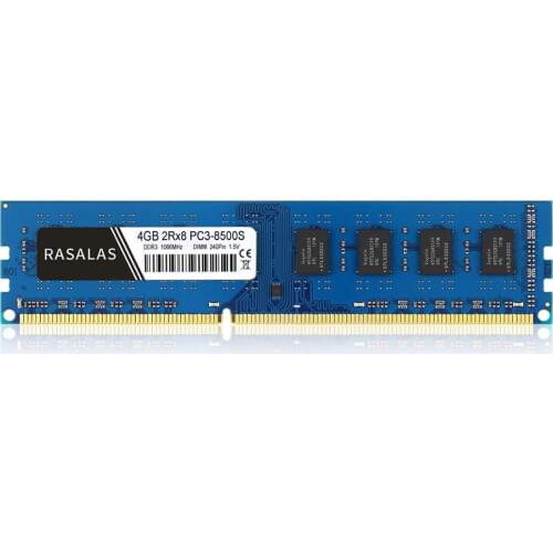 Rasalas 4GB 2Rx8 PC3-8500U DDR3 1066Mhz 1,5 V 240Pin No-ecc DIMM Desktop PC RAM Memory Blue
