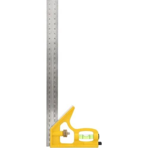 300MM Adjustable Multi-Function Right Angle Combination Square 45/90 Degree Measuring Ruler with Level Woodworking Ruler