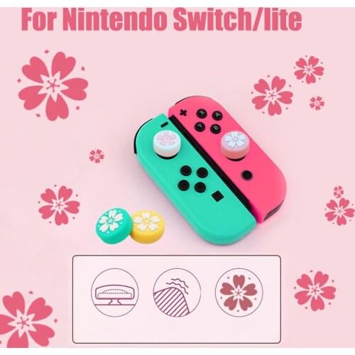 Pink Sakura Cat Silicone Analog Thumb Stick Grips Caps for Nintend Switch/LITE NS JoyCon Controller Sticks Cap for Joy Con Cover
