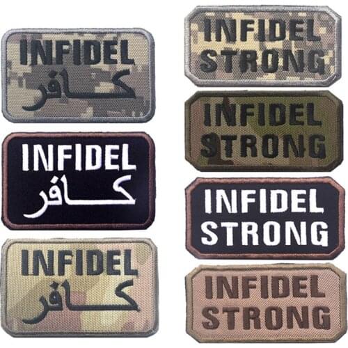 Infidel Strong Patch Multicam Woodland Desert SWAT ACU Tactical Infidel Arabic ISAF CRUSADER Badge Patches