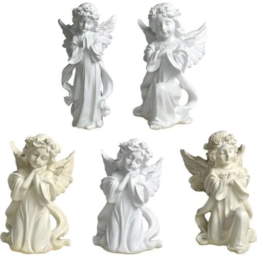 Angels Statues European Resin White Gold Cute Cupid Angel Decoration Figurine Outdoor Home Desktop Pray Cherub sculpture
