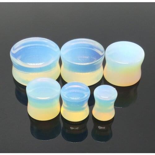 Wholesale 12pcs Organic Opal Stone Ear Tunnels Plug Gauge Kits Double Flared 6mm 8mm 10mm 12mm 14mm 16mm Body Piercing Jewelry