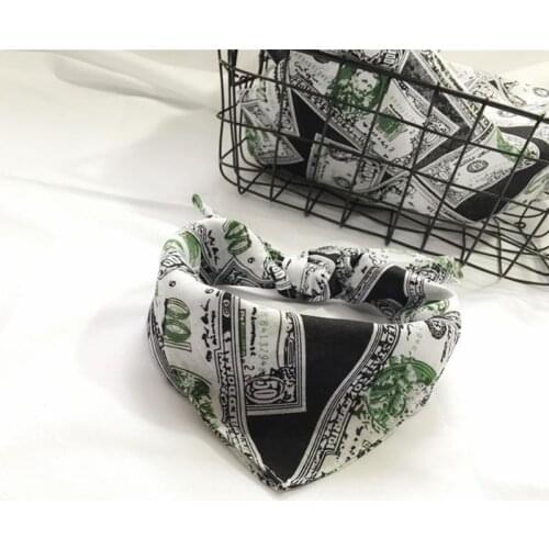 Unisex Cotton Square Bandana 3D Dollar Bills Money Digital Print Multipurpose Handkerchief Headband Motorcycle Wristband 55x55cm