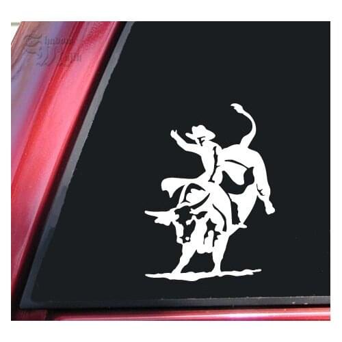 Bull Rider Riding Rodeo Vinyl Decal Sticker (6" X 4.4", )