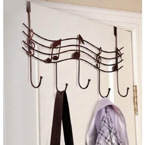Wavy Musical Notes 5 Hooks Wall Mounted Coat Rack Clothes Door Hanger Elegant