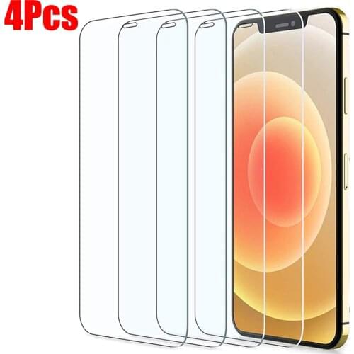 4Pcs Tempered Glass On iPhone XR X XS 11 12 Pro Max 12mini Screen Protector Protective iPhone 6 6s 7 8 Plus 5 5s SE 2020 4 4S