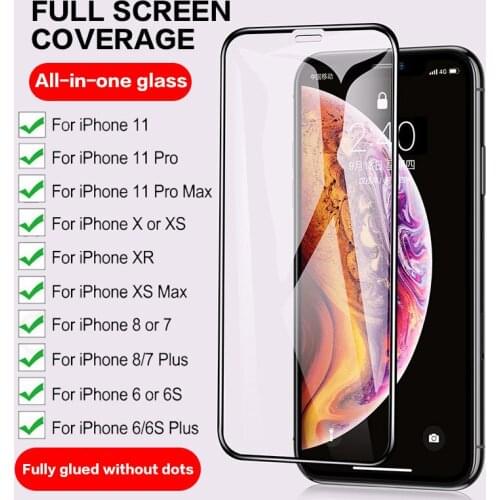 Protective Glass For iPhone XR X XS 6 6s 7 8 Plus glass full cover Screen Protector Tempered Glass iPhone 11 12 Pro Max 12 mini