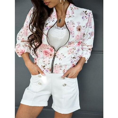 Women Autumn Baseball Jackets Fashion Ladies Printed Retro Zipper Up Cardigan Outwear Long Sleeve Short Thin Slim Jacket Coats