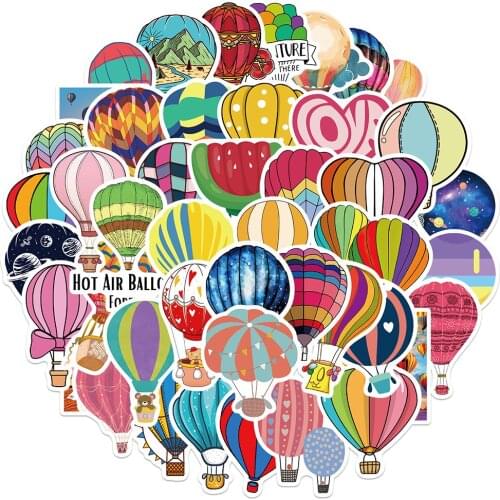10/30/50PCS Colorful Cute Hot Air Balloon Stickers Skateboard Guitar Suitcase Freezer Motorcycle Graffiti Cartoon Kid Sticker