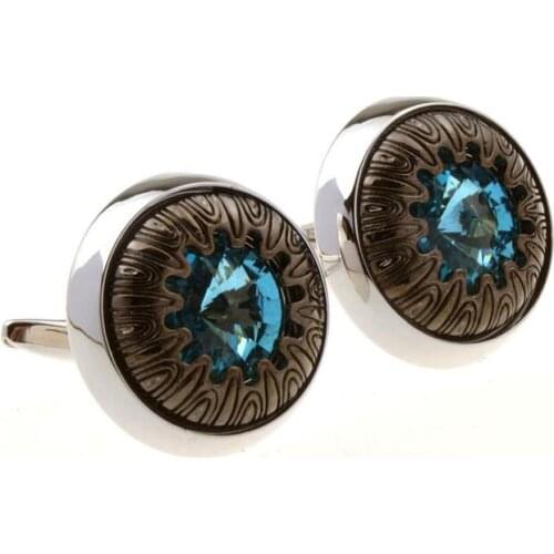 10pairs/lot Vintage Blue Crystal Cufflinks Retro Pattern Cuff Links Cuff Button Mens Jewelry Accessory Business/Wedding Gift