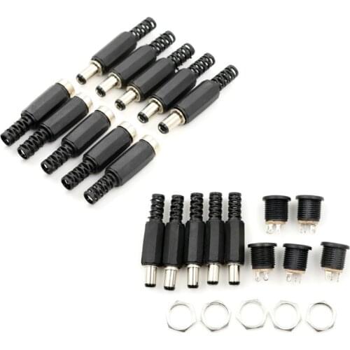 10pcs 12V 3A Plastic Male Plugs + Female Socket Panel Mount Jack DC Power Connector Electrical Supplies