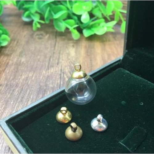 30sets/lot 16mm*4mm glass globe bubble 8mm cap set DIY Glass vial pendant necklace pendant glass bottle dome cover charms