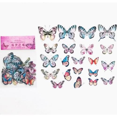 40 pcs /Bag Vintage Butterfly PVC Decorative Adhesive Sticker DIY Craft Notebook Decoration