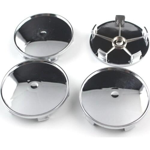 4x 68/65mm Abs Chrome Black Car Wheel Rim Center Hub Caps Cover