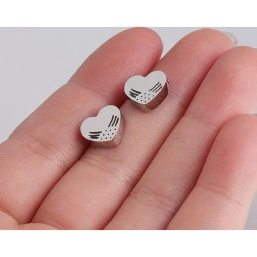 5pc 9*9.8mm Mirror finish Stainless steel Small Blank 3D cute heart shape Charm For Necklace/bracelet DIY Women Handmade Jewelry