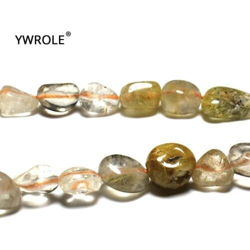 7-10 mm Wholesale Gravel Shape Irregular Rutilated Quartz Natural Stone Beads For Jewelry Making DIY Bracelet Necklace 15