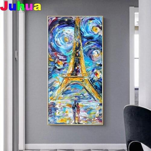 Tower Of Paris full square round drill diy diamond painting 5d Van Gogh Starry Night diamond mazayka embroidery home Art
