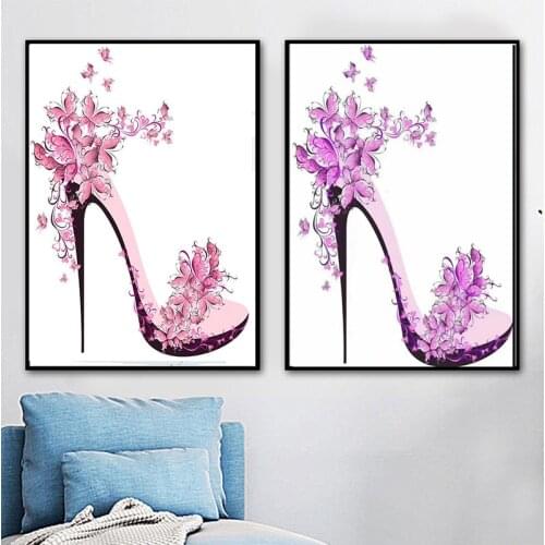 DIY Full Drill Diamond Painting Flowers High Heeled Shoes Diamond Embroidery Cross Stitch Rhinestone Mosaic Wedding Decor