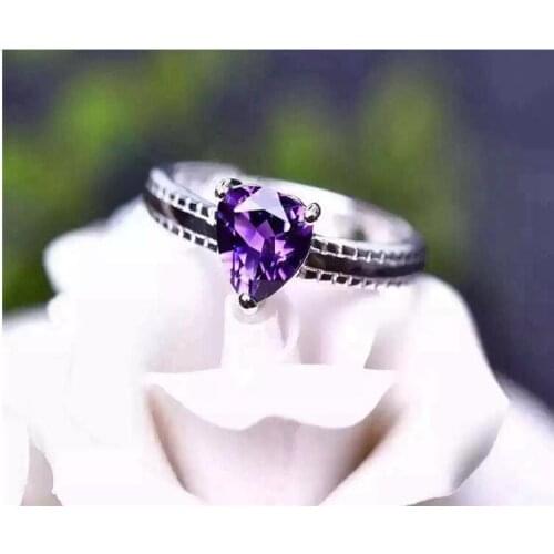 Amethyst ring Free shipping Natural and real amethyst 925 sterling silver Women rings