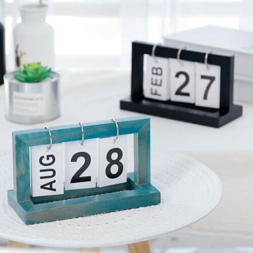 Nordic Wooden Page-turning Calendar Creative Home Desktop Decoration Ornament Flip Calendar Office Desk Decor