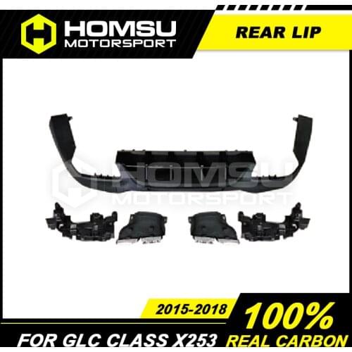 GLC63 Style PP Rear Bumper Diffuser Lip with Exhaust Tips Diffuser for Merce-des Benz GLC Class X213 2015-2018 GLC200 GLC260