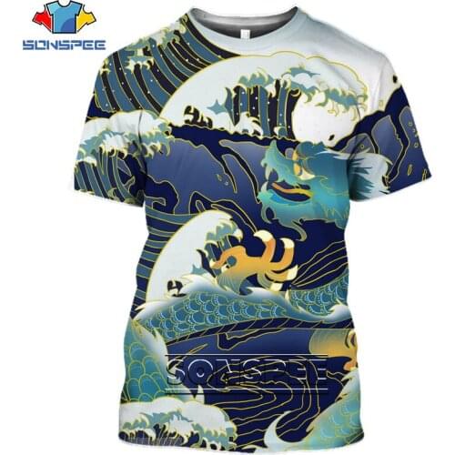 SONSPEE Anime Japanese Ukiyo-e T-shirt Mens Womens Short Tops 3D Printing Harajuku Summer Retro Landscape Tshirt Casual Tshirt