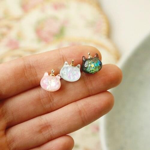 Exquisite cat three-dimensional glittering pendant DIY hand-made earrings jewelry materials necklace accessories