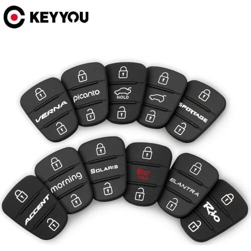 KEYYOU 3 Buttons Rubber Pad Flip Car Remote Key Shell For Hyundai I30 IX35 Solaris Accent Elantra Sportage Kia K2 K5 RIO Verna