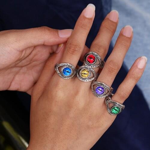 ZOSHI Fashion Creative Eye Rings For Women Personality Male 5Colors Punk Finger Rings Jewelry Mens Bar Night Club Accessories