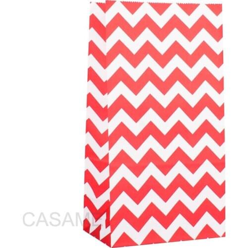 Kraft Paper Popcorn Bag Wavy Stripes Candy Box Gift Packaging Bags Printed Paper Treat Bags Wedding Birthday Decor