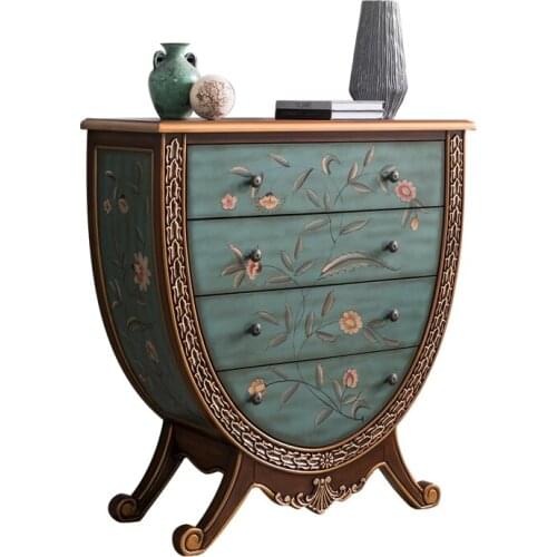 TT European Style Hallway Counter American Style Chest Of Drawers Painted Solid Wood Curio Cabinet Storage Cabinet Vintage