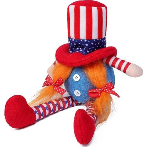 American Independence Day Doll Ornaments High Hat And Long Legs Dolls Handmade Desktop Decoration Patriotic Gnome Plush Toys